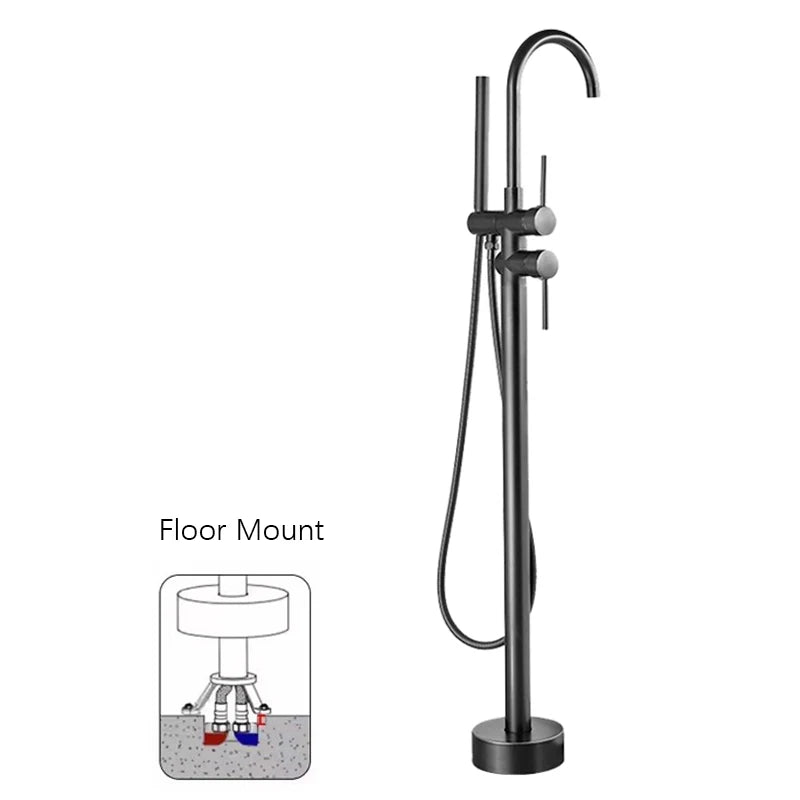 Brass Bathtub Faucet Freestanding Tub Filler Faucet Standing High Flow Shower Faucets Wall/Floor Mount Bathtub Faucet