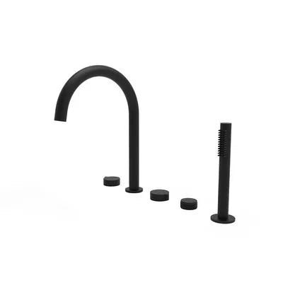 Grifo de cascada de bañera oculto negro de latón macizo gótico, montado en la pared, mezclador de agua fría y caliente, juego de ducha de bañera, grifos