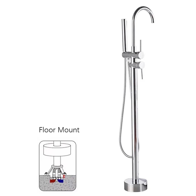 Brass Bathtub Faucet Freestanding Tub Filler Faucet Standing High Flow Shower Faucets Wall/Floor Mount Bathtub Faucet
