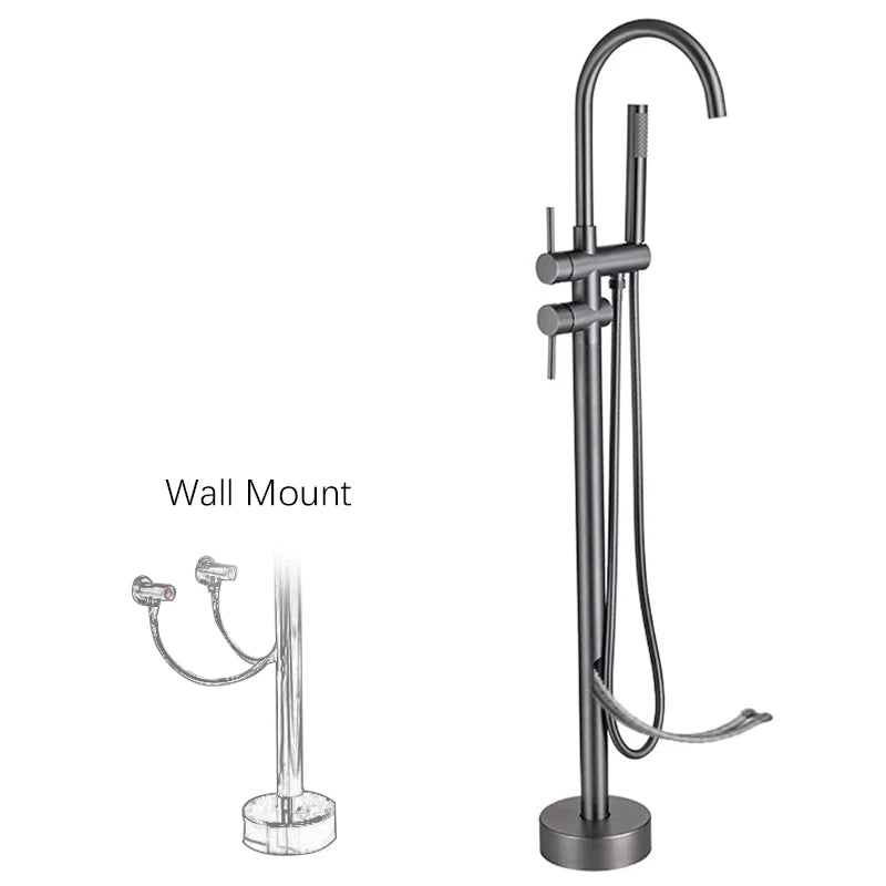 Brass Bathtub Faucet Freestanding Tub Filler Faucet Standing High Flow Shower Faucets Wall/Floor Mount Bathtub Faucet