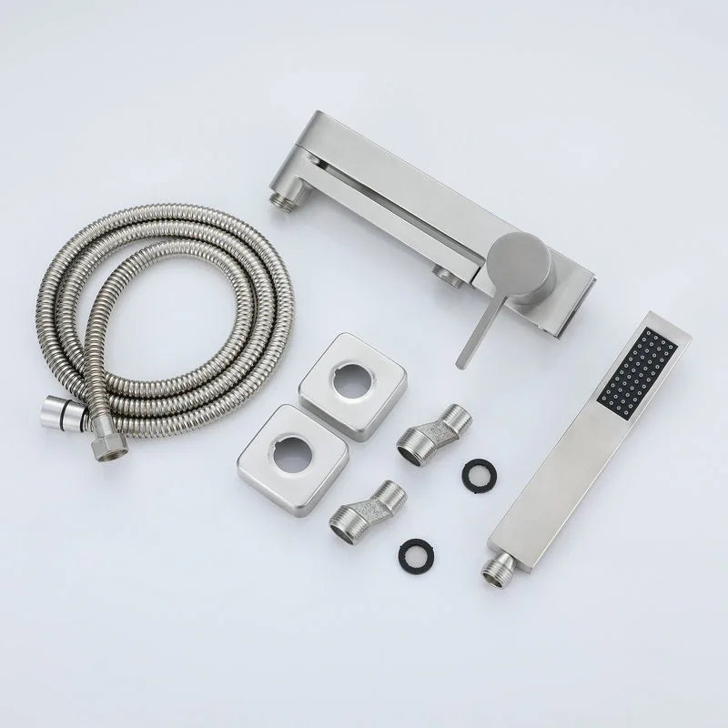 G1/2, caño de bañera giratorio para baño, cabezal de ducha de mano, grifo de bañera Triple montado en la pared, mezclador frío y caliente, juego de ducha completo con una manija