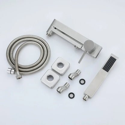G1/2, caño de bañera giratorio para baño, cabezal de ducha de mano, grifo de bañera Triple montado en la pared, mezclador frío y caliente, juego de ducha completo con una manija