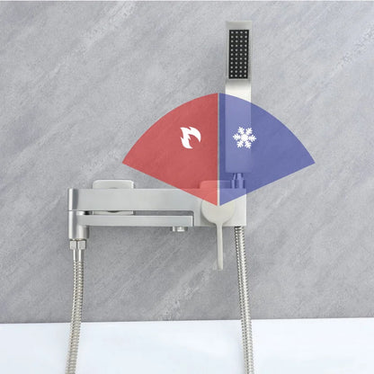 G1/2, caño de bañera giratorio para baño, cabezal de ducha de mano, grifo de bañera Triple montado en la pared, mezclador frío y caliente, juego de ducha completo con una manija