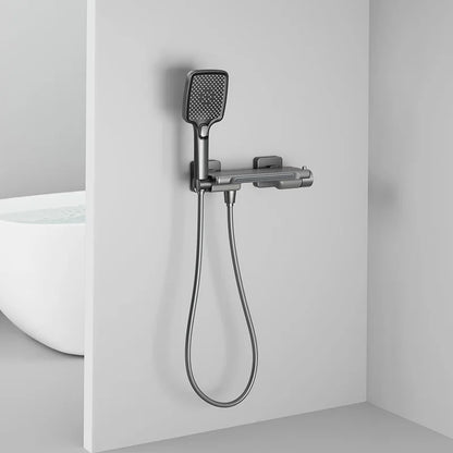 Grifo de bañera en cascada, juego de ducha, baño doméstico, montado en la pared, válvula mezcladora de latón caliente y fría, cabezal de ducha de baño