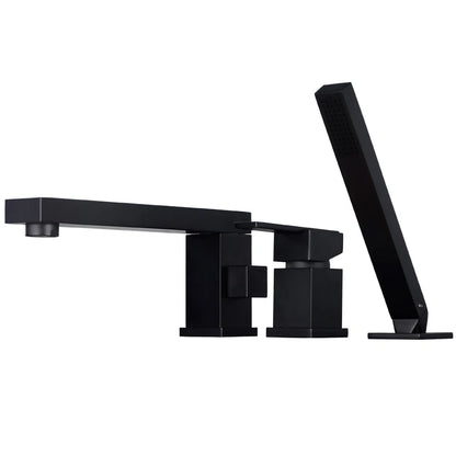 Brass hot and cold cylinder side bathtub faucet split three-piece set sitting 4-hole shower head rotating faucet