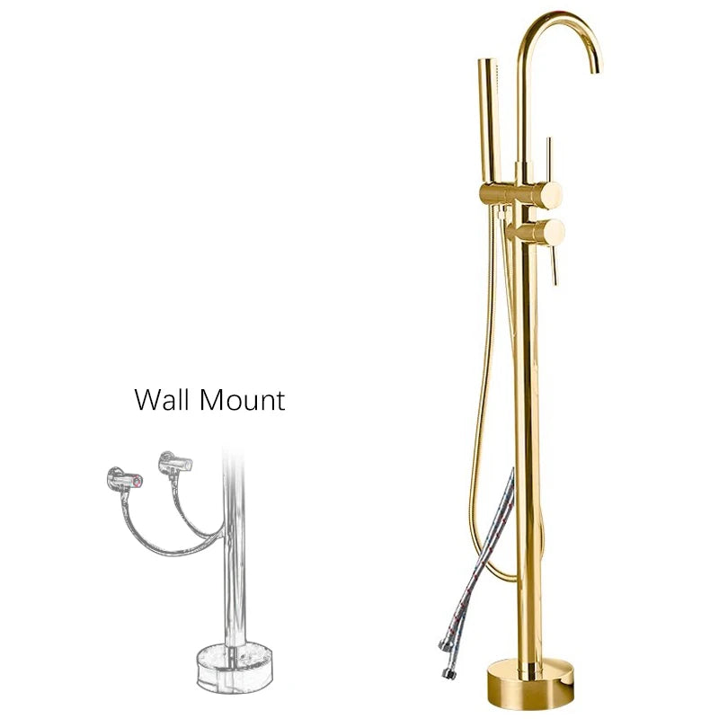 Brass Bathtub Faucet Freestanding Tub Filler Faucet Standing High Flow Shower Faucets  Wall/Floor Mount Bathtub Faucet