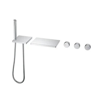 Grifo de cascada de bañera oculto negro de latón macizo gótico, montado en la pared, mezclador de agua fría y caliente, juego de ducha de bañera, grifos