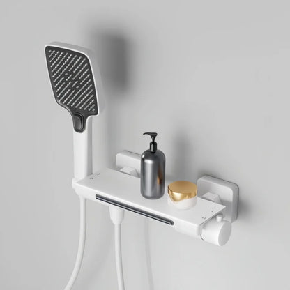 Grifo de bañera en cascada, juego de ducha, baño doméstico, montado en la pared, válvula mezcladora de latón caliente y fría, cabezal de ducha de baño