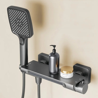 Grifo de bañera en cascada, juego de ducha, baño doméstico, montado en la pared, válvula mezcladora de latón caliente y fría, cabezal de ducha de baño