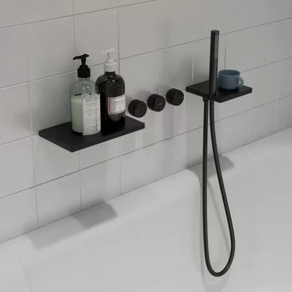 Grifo de cascada de bañera oculto negro de latón macizo gótico, montado en la pared, mezclador de agua fría y caliente, juego de ducha de bañera, grifos